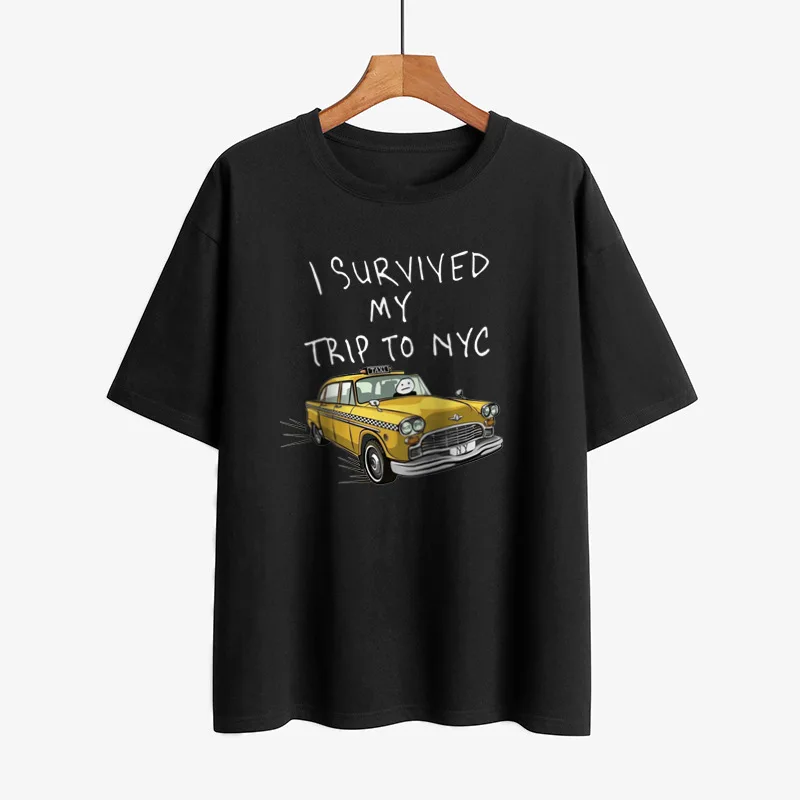 Street Fashion Nyc - 面白いTシャツ メンズ レディース ニューヨーク旅行で生き残ったプリントトップス カジュアルストリートウェア ユニセックスファッションTシャツ