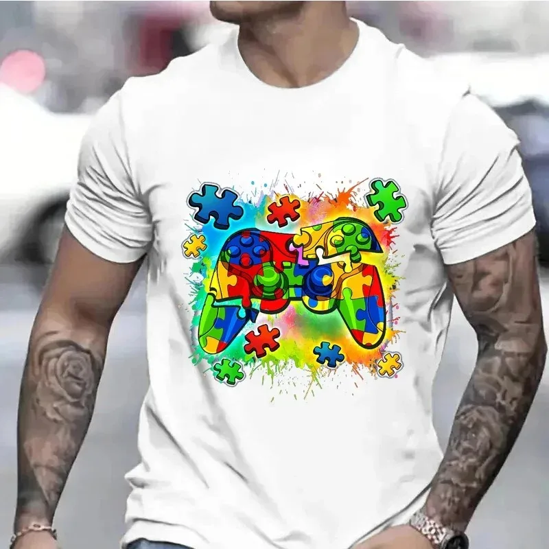 Street Fashion Videos - 面白いビデオゲームコントローラーボーイズ Tシャツサマーストリートメンズ Tシャツソリッドカラー Tシャツデイリーカジュアルクルーネックトップス