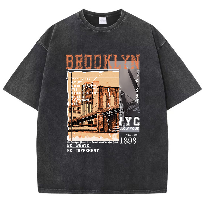 Street Fashion Nyc - 女性のためのブロキリン1898ナイロンTシャツ,ファッショナブルな半袖Tシャツ,ヒップホップスタイル,特大のコットンTシャツ