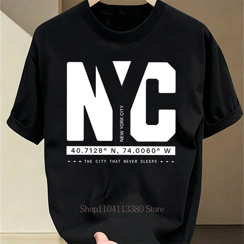 Street Fashion Nyc - ニューヨークグラフィックプリント Tシャツ男性用夏カジュアルファッションミニマリストハイストリートトップスヴィンテージクルーネック半袖コットン Tシャツ