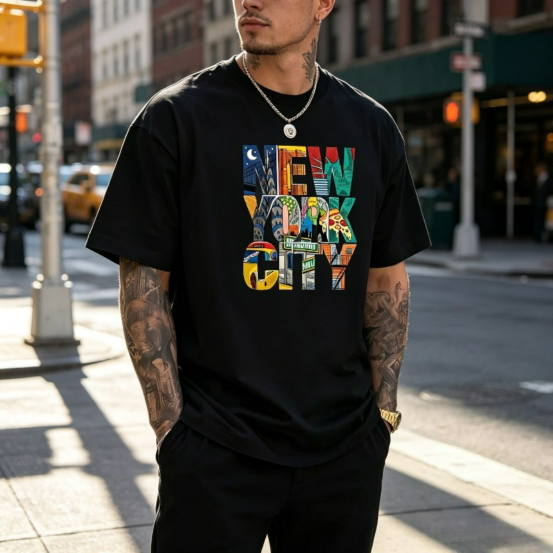 Street Fashion Nyc - ニューヨークシティ グラフィック Tシャツ メンズ カラフル NYC