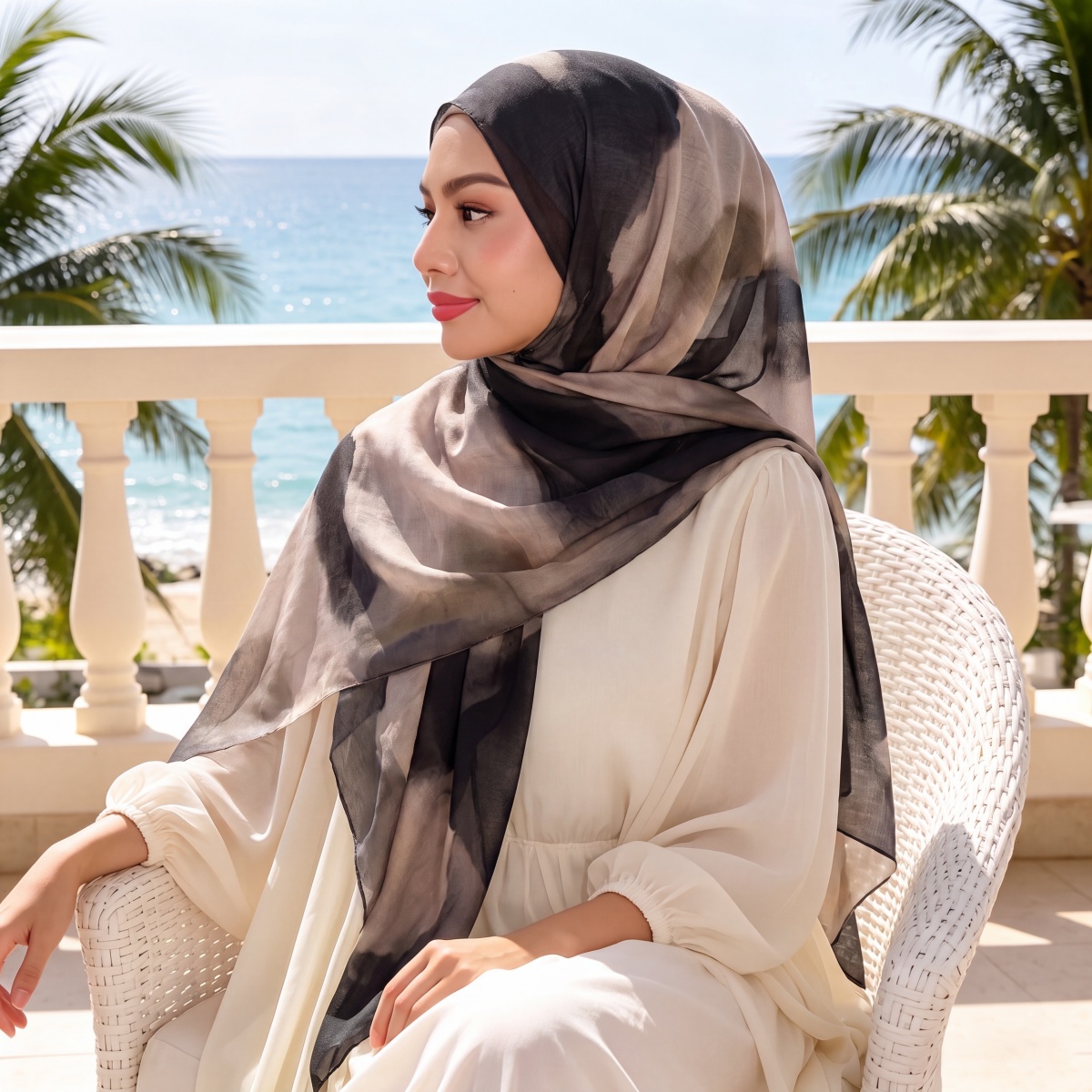 Street Fashion Hijab - パシュミナ女性用スカーフ2026バンダナショールヒジャブ、秋のストリートスタイル、教会イベント、レトロな蔓模様織り、柔らかく流れるような風合い