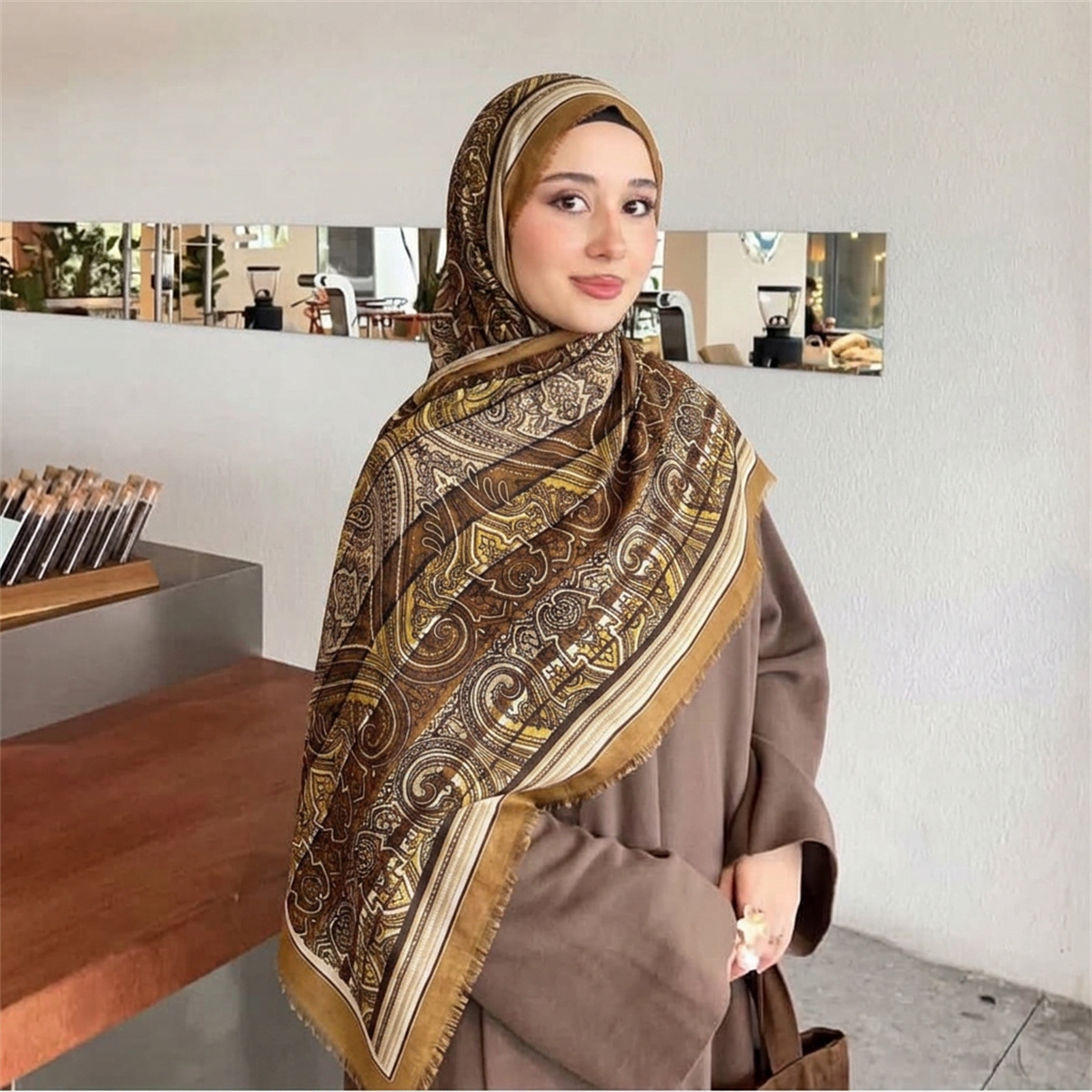 Street Fashion Hijab - ヴィンテージペイズリープリントヒジャブスカーフソフト軽量ショールラップ多用途ヘッドスカーフ女性用オフィスデイリーカジュアルストリート衣装