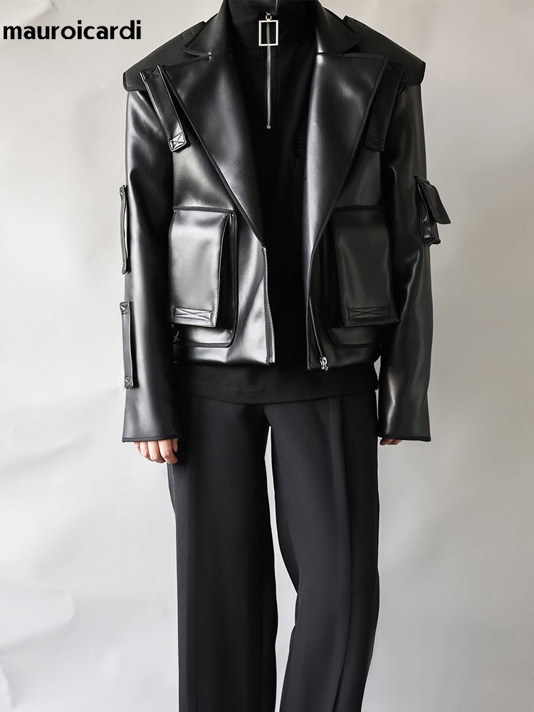 Street Fashion Runway - Marouicardi-男性用のラージサイズのフェイクレザージャケット,ジッパー付きの柔らかくてしなやかな衣服,春と秋