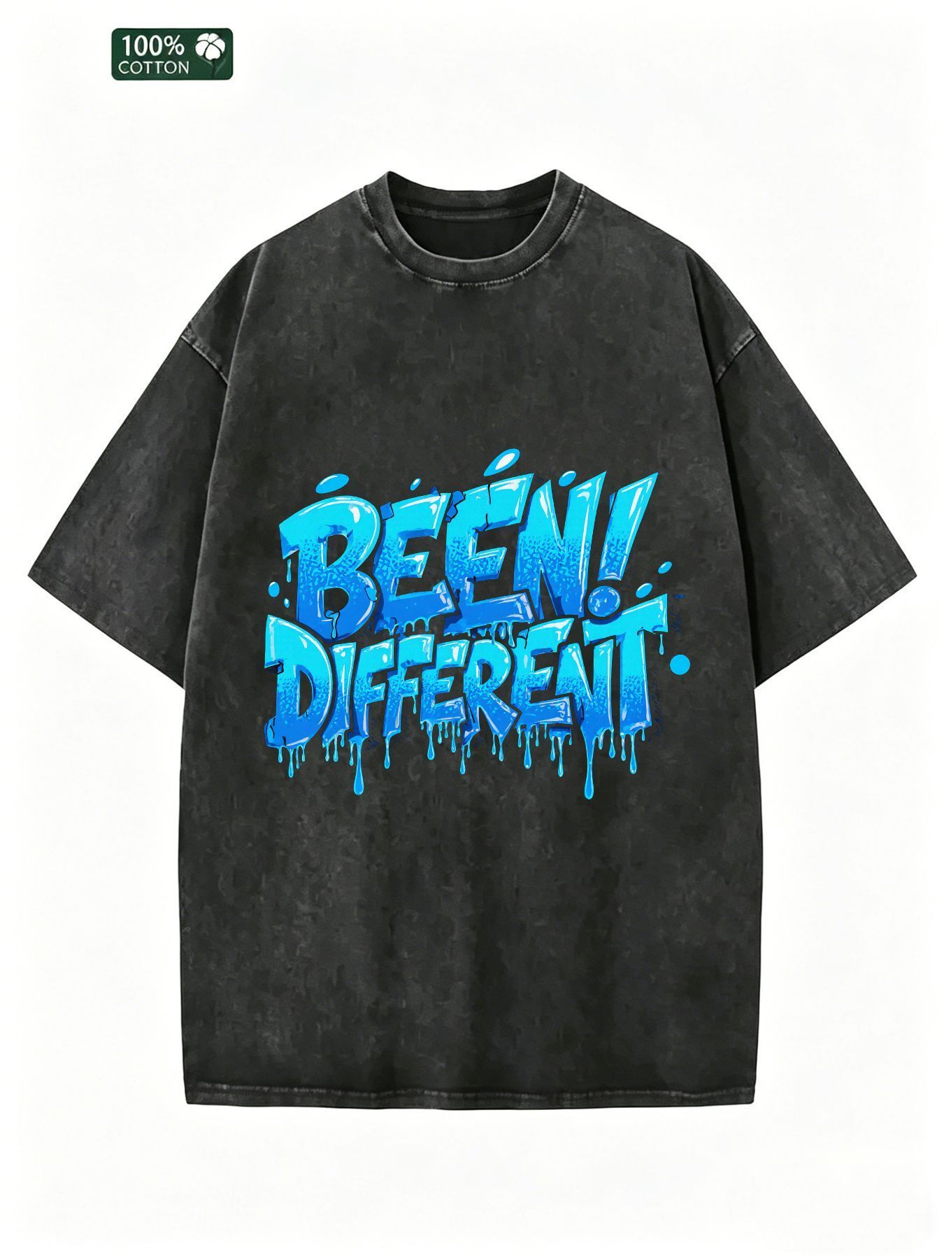 Street Fashion Graffiti - メンズ オーバーサイズ アシッドウォッシュ Tシャツ グラフィックプリント ストリートスタイル
