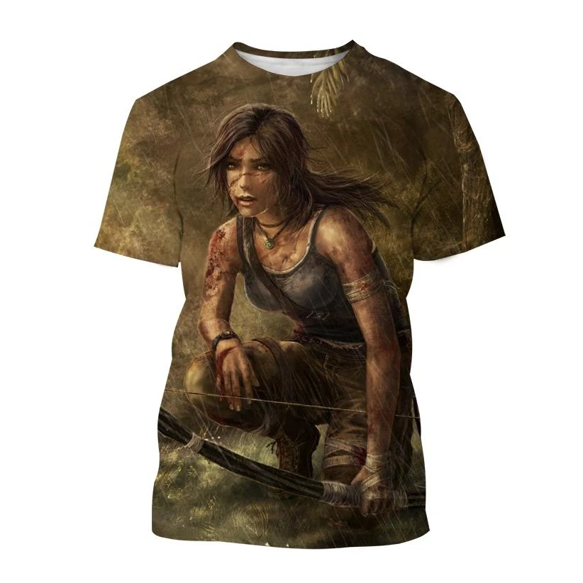 Street Fashion Videos - 男性 Tシャツクラシックビデオゲームトゥームレイダーグラフィック Tシャツ人格原宿ストリート特大 Tシャツユニセックストップス服