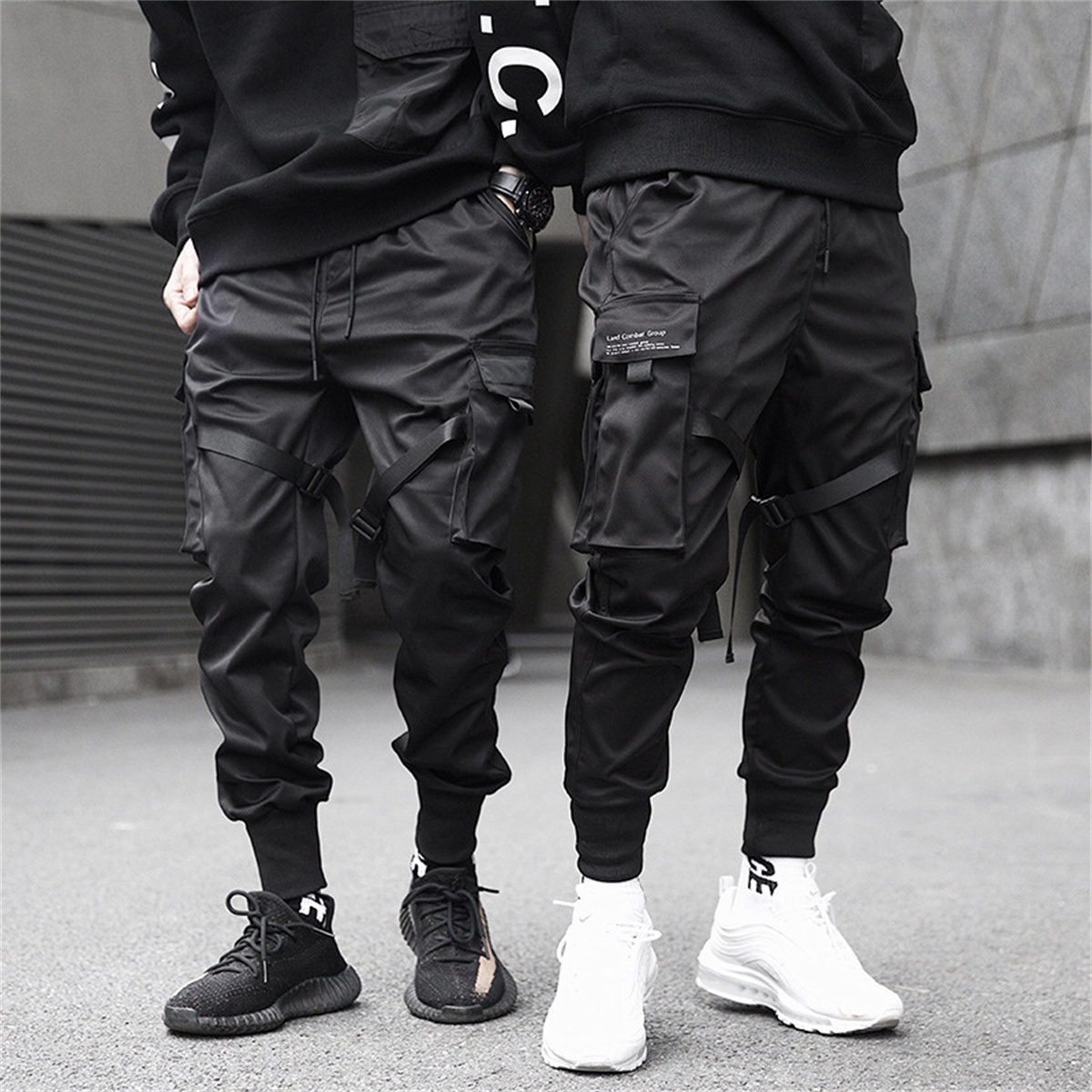 Street Fashion Brand - メンズヒップホップカーゴパンツ,ゆったりとしたトラックスーツ,ゴシックスタイルのストリートウェア,ファッショナブルなトラックスーツ,黒のストリートウェア,夏,用途の広いパンツ,ファッションブランド