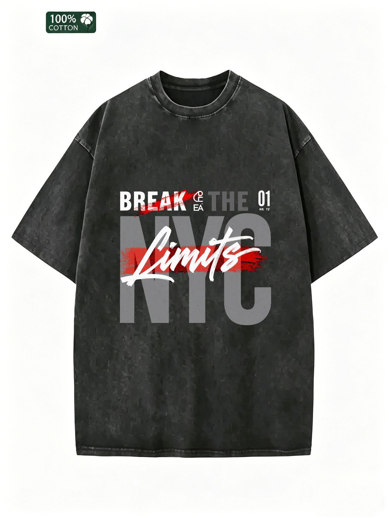 Street Fashion Nyc - メンズ オーバーサイズ グラフィック Tシャツ、ヴィンテージ アシッドウォッシュ Tシャツ、限界突破、ニューヨーク