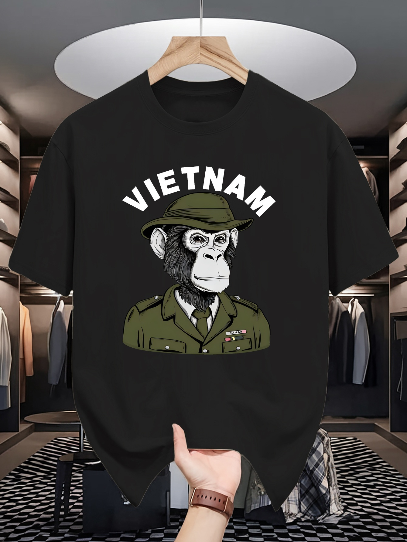 Street Fashion Vietnam - 男性綿 Tシャツベトナム軍シマリスキャラクターグラフィックプリントルーズ通気性夏クルーネックカジュアルストリート Tシャツ男性
