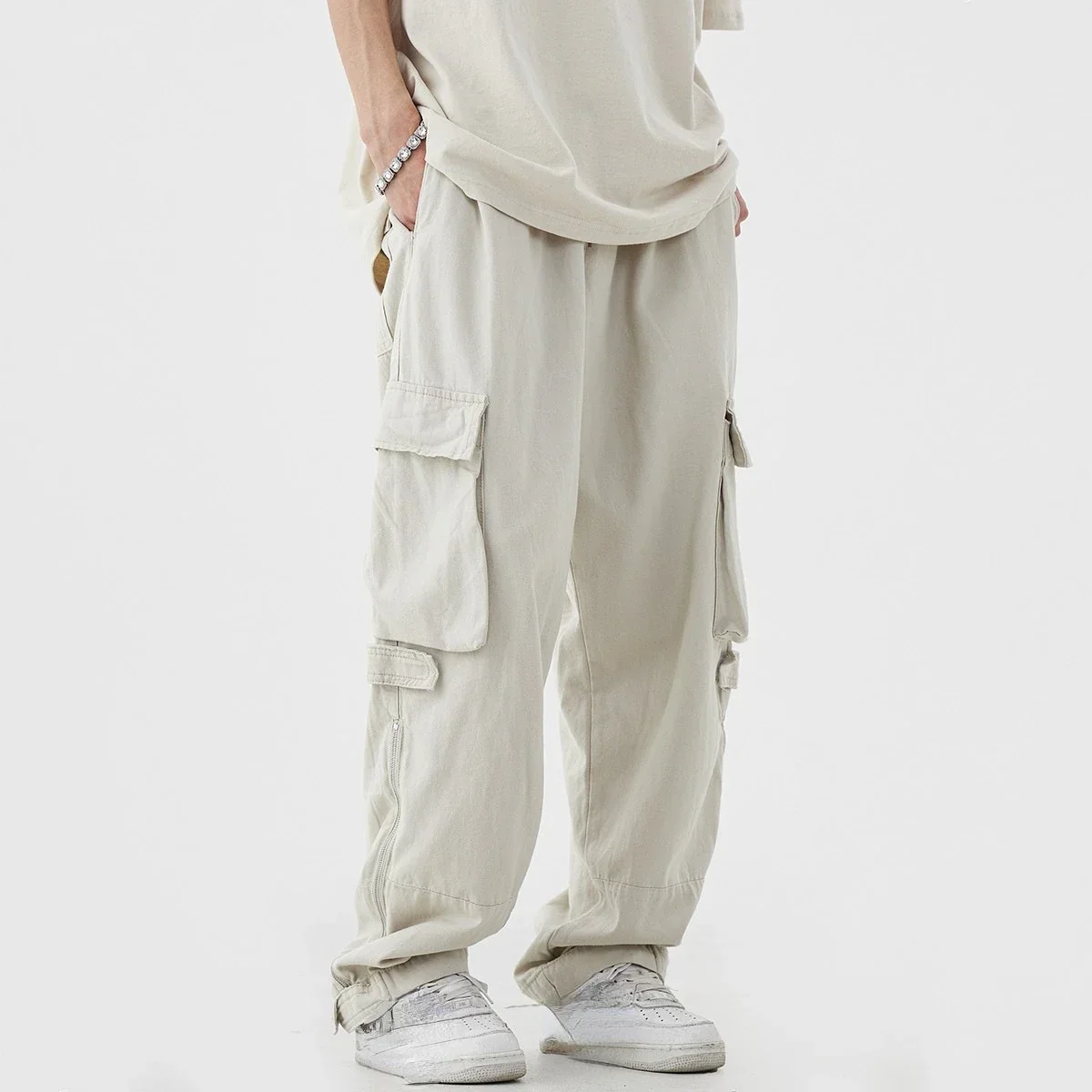 Street Fashion Brand - アメリカンレトロ マルチポケット おしゃれ ワークパンツ メンズ トレンドブランド
