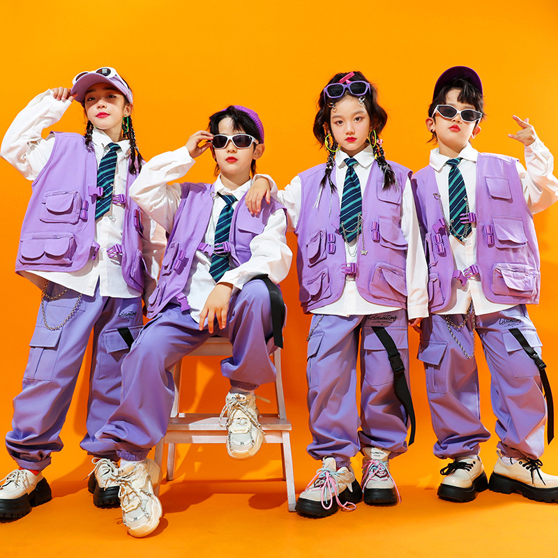 Street Fashion Runway - 子供用ストリートダンスとヒップホップのパフォーマンスコスチュームセット、女の子用ジャズダンスコスチューム、男の子用ヒップホップファッションランウェイコスチューム