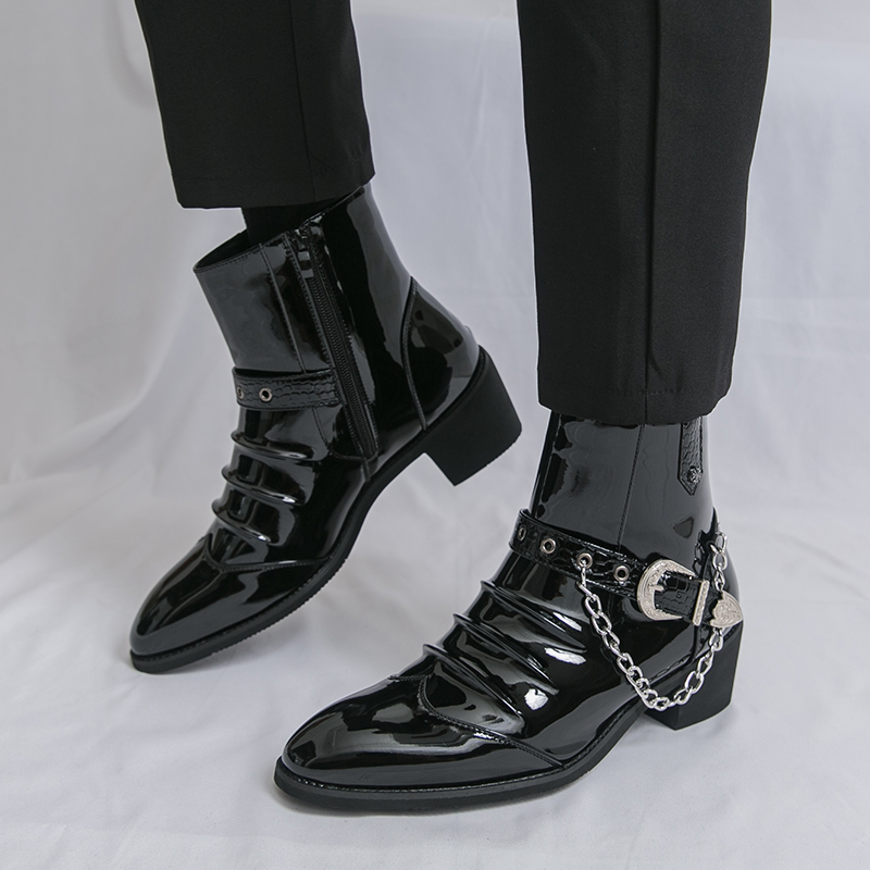 Street Fashion Brand - ファッションサイドジッパーハイトップメンズカジュアルブーツブランドストリートスタイルトレンディレザーブーツ品質エレガントハイエンドビジネスブーツ