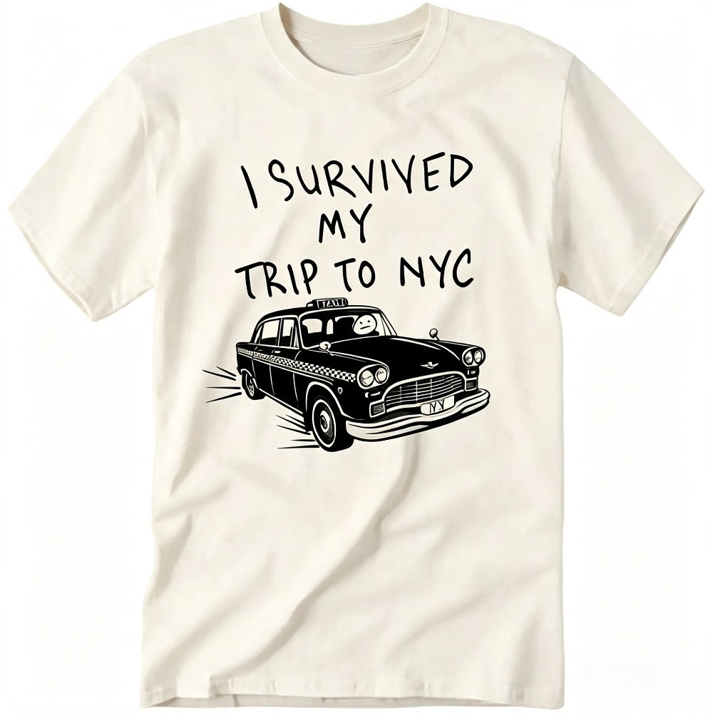 Street Fashion Nyc - ニューヨークへの旅を生き延びた私は、ヴィンテージ風黄色のタクシーグラフィックTシャツ、メンズコットン製クルーネック、ニューヨークシティ旅行ストリートウェアTシャツ、ギフトに最適です。