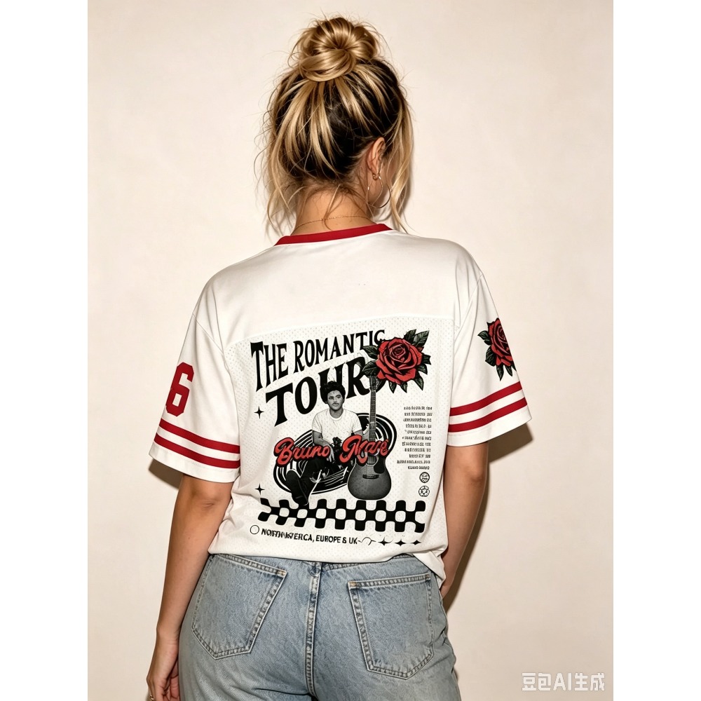 ヴィンテージレッドローズギターグラフィティプリントメンズTシ - Street Fashion Graffiti のレビューと価格