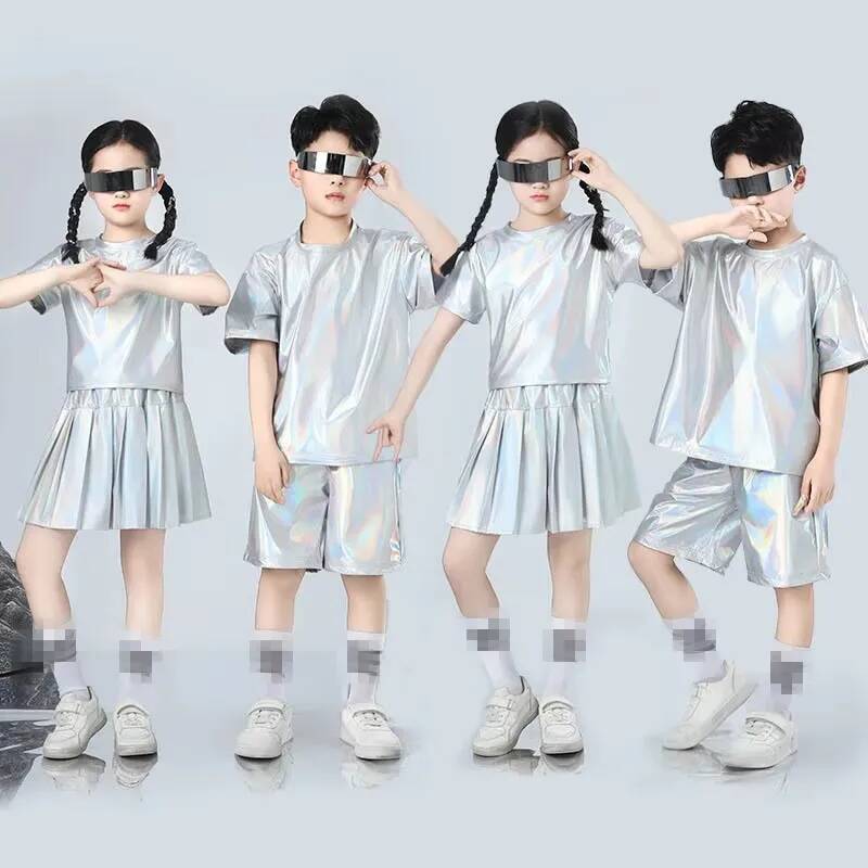 男の子と女の子のヒップホップセットシルバーカラージャズダンス - Street Fashion Runway のレビューと価格