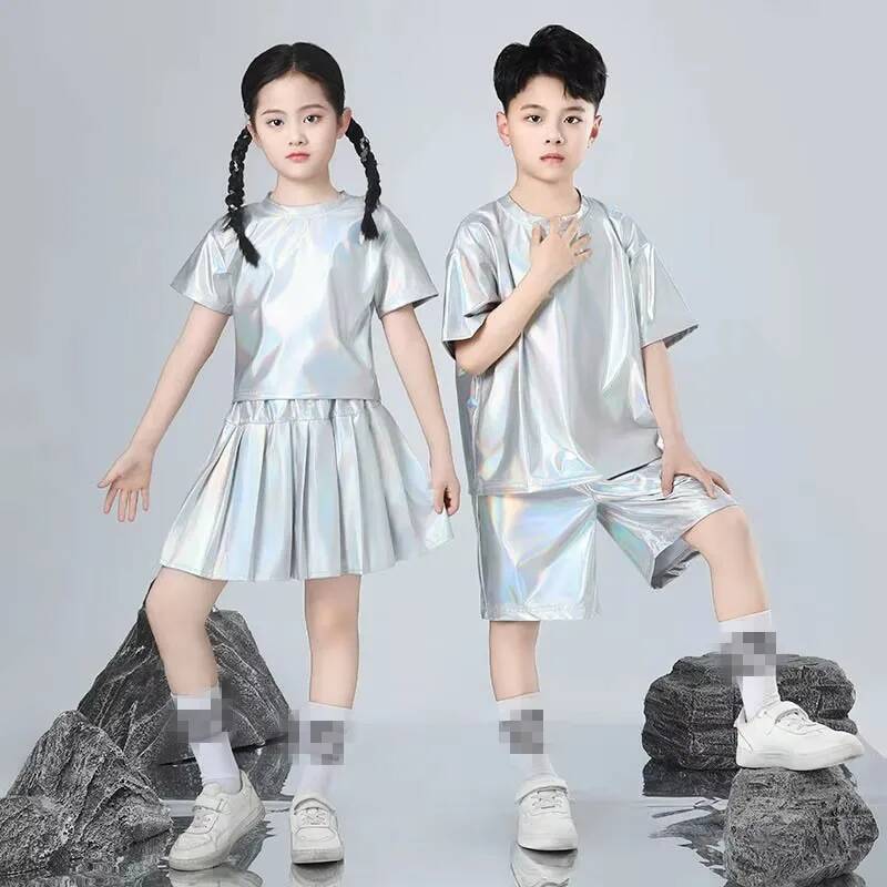 男の子と女の子のヒップホップセットシルバーカラージャズダンス - Street Fashion Runway のレビューと価格