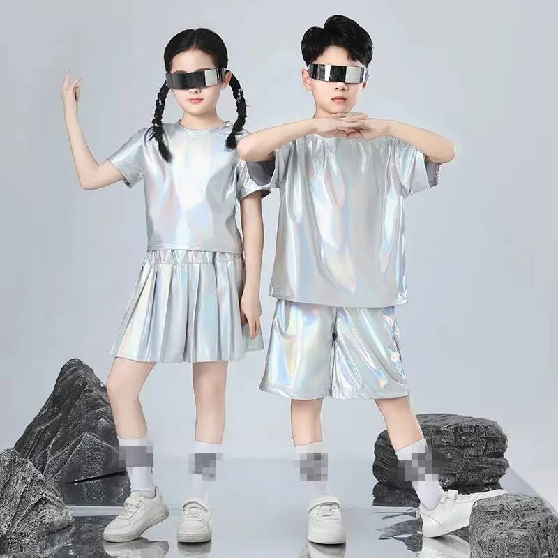 男の子と女の子のヒップホップセットシルバーカラージャズダンス - Street Fashion Runway のレビューと価格