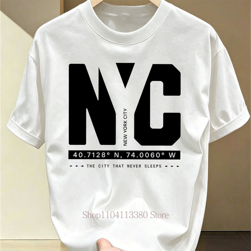 ニューヨークグラフィックプリント Tシャツ男性用夏カジュアル - Street Fashion Nyc のレビューと価格