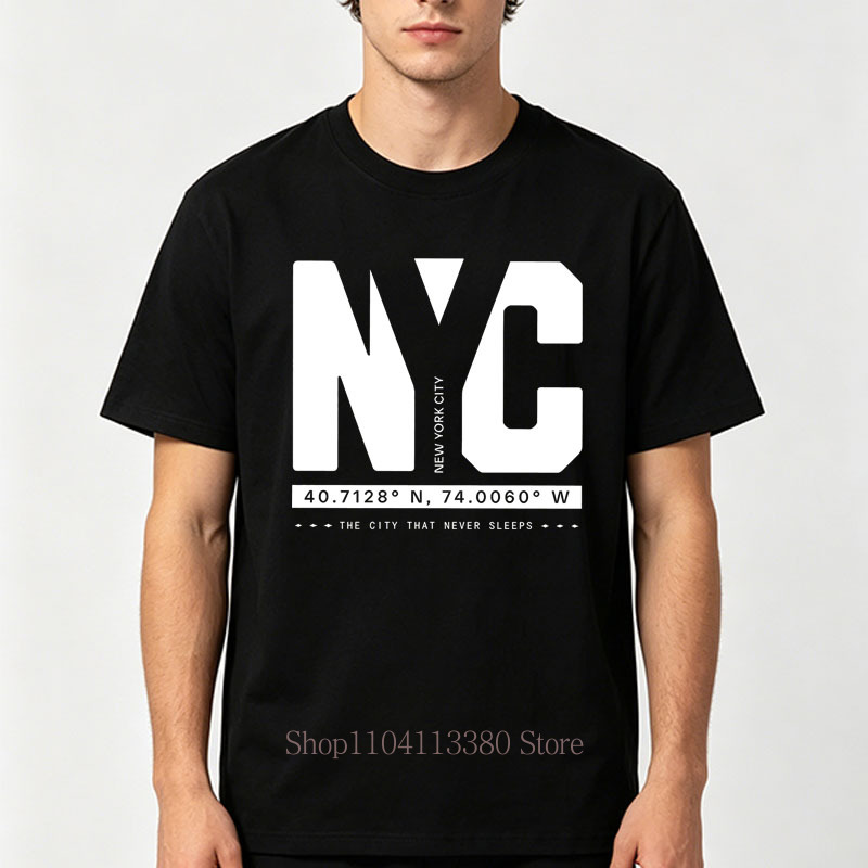 ニューヨークグラフィックプリント Tシャツ男性用夏カジュアル - Street Fashion Nyc のレビューと価格