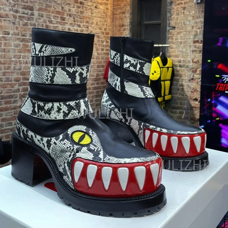 メンズ レオパード グラフィティ ティース トーテム ブーツ - Street Fashion Graffiti のレビューと価格