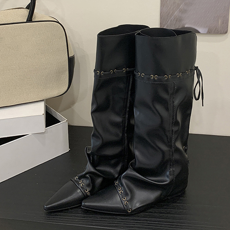 Liyke ファッションデザイン巾着レースアップニーハイブー - Street Fashion Designers のレビューと価格