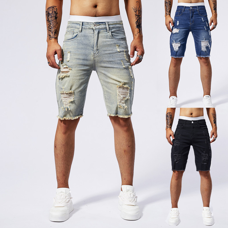 2025 夏の新メンズリッピングデニムショーツファッションヴ - Street Fashion Brand のレビューと価格