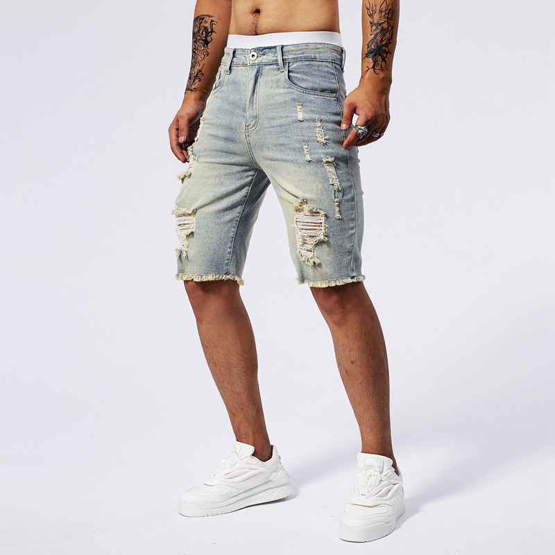 2025 夏の新メンズリッピングデニムショーツファッションヴ - Street Fashion Brand のレビューと価格