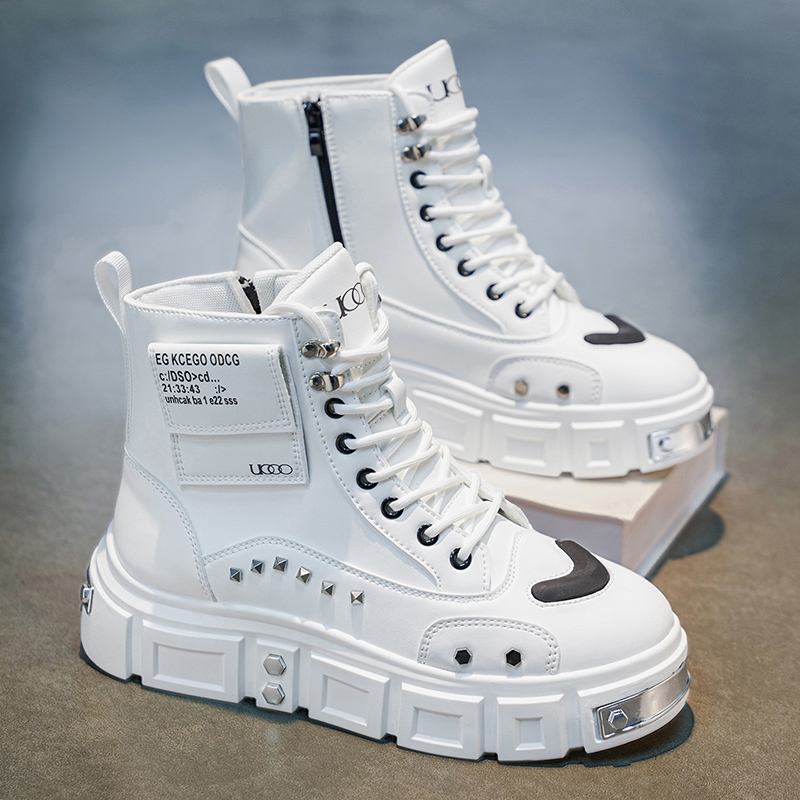 快適で通気性のあるメンズハイカットブーツ、厚底で耐久性と身長 - Street Fashion Designers のレビューと価格