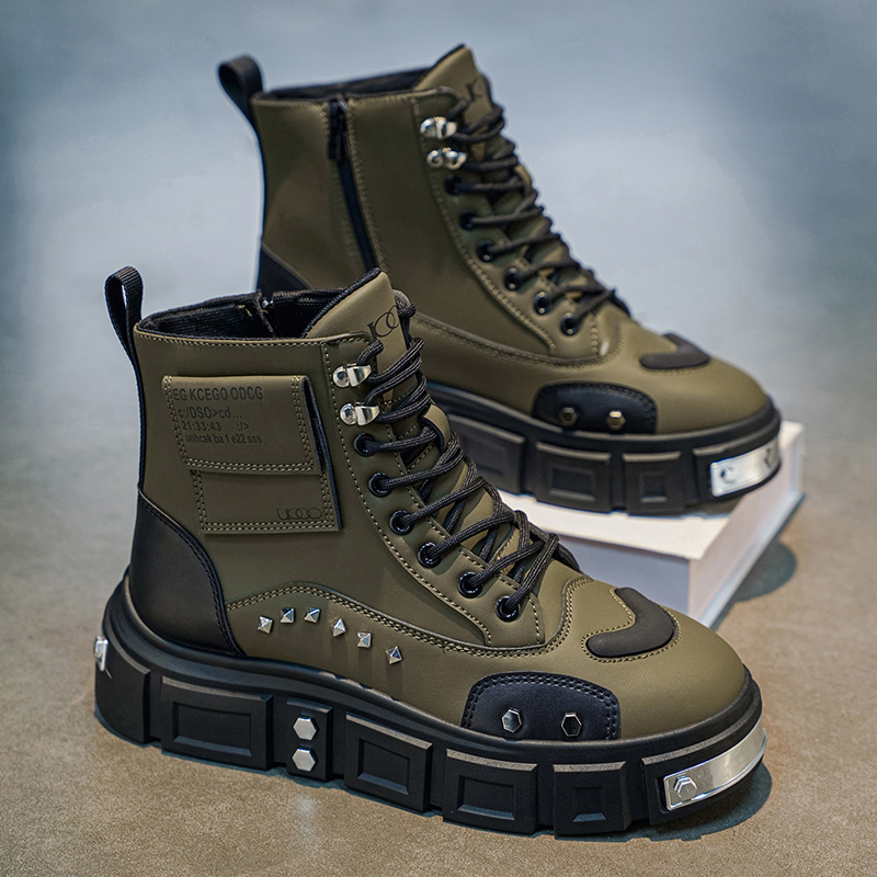 快適で通気性のあるメンズハイカットブーツ、厚底で耐久性と身長 - Street Fashion Designers のレビューと価格