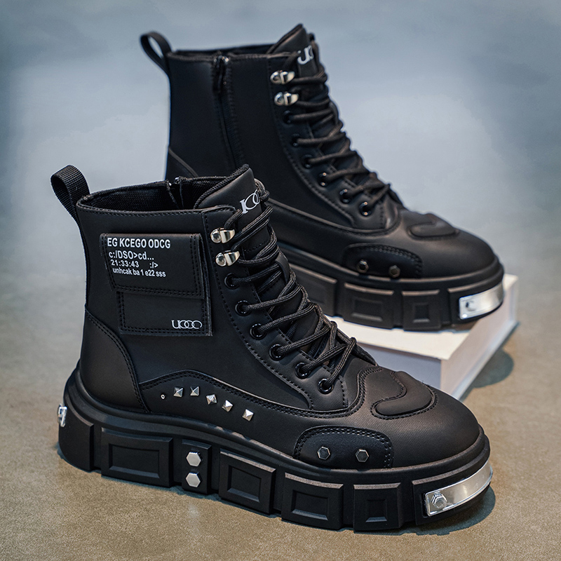 快適で通気性のあるメンズハイカットブーツ、厚底で耐久性と身長 - Street Fashion Designers のレビューと価格
