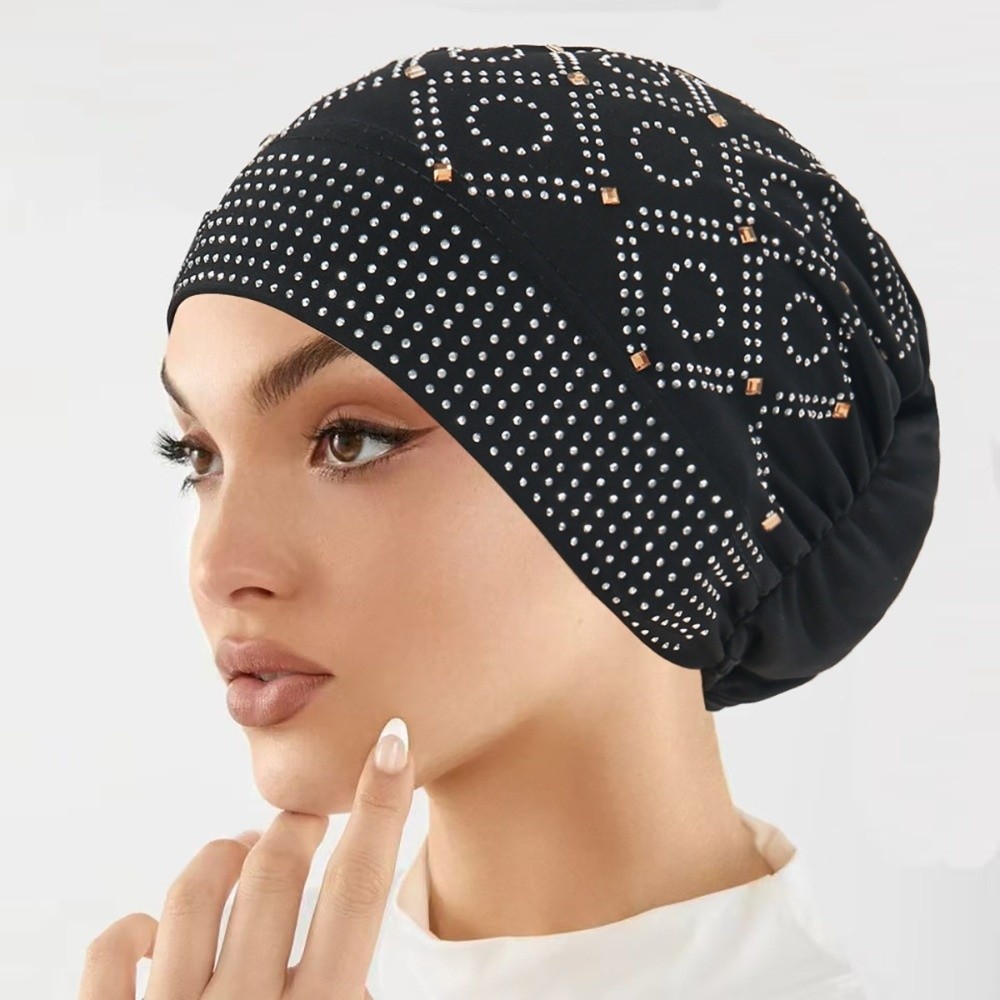 快適なダイヤモンドがちりばめられた女性用ヘッドスカーフ帽子、 - Street Fashion Hijab のレビューと価格