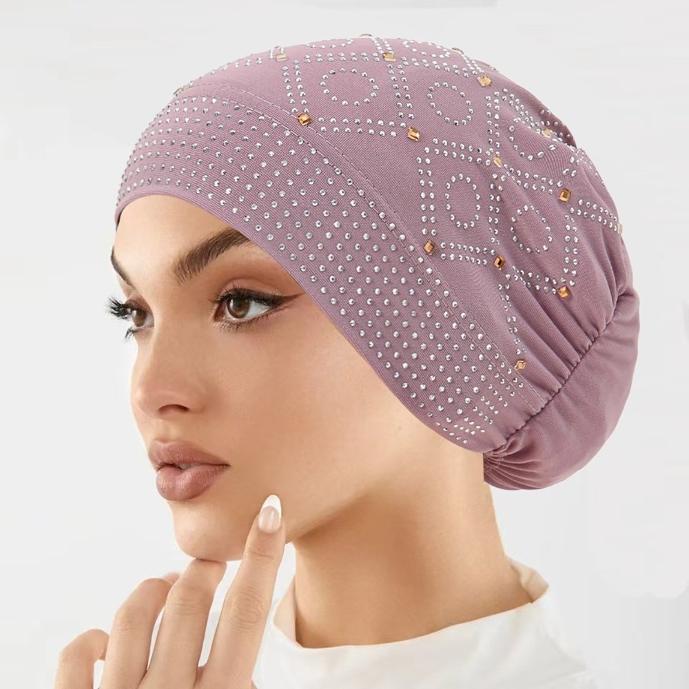 快適なダイヤモンドがちりばめられた女性用ヘッドスカーフ帽子、 - Street Fashion Hijab のレビューと価格