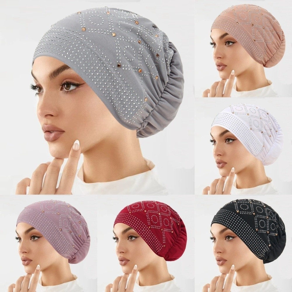 快適なダイヤモンドがちりばめられた女性用ヘッドスカーフ帽子、 - Street Fashion Hijab のレビューと価格