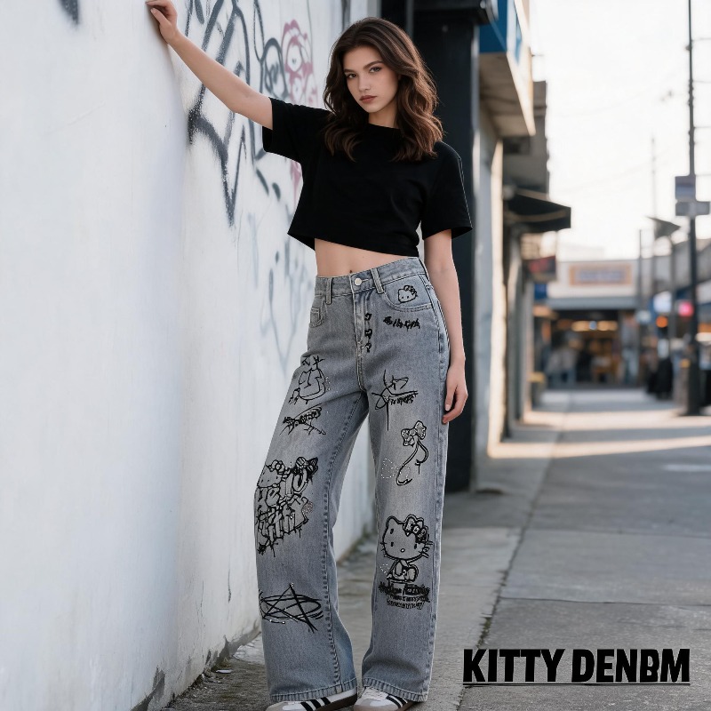 キュートなケイオキティラインストーングラフィティストリートY - Street Fashion Graffiti のレビューと価格