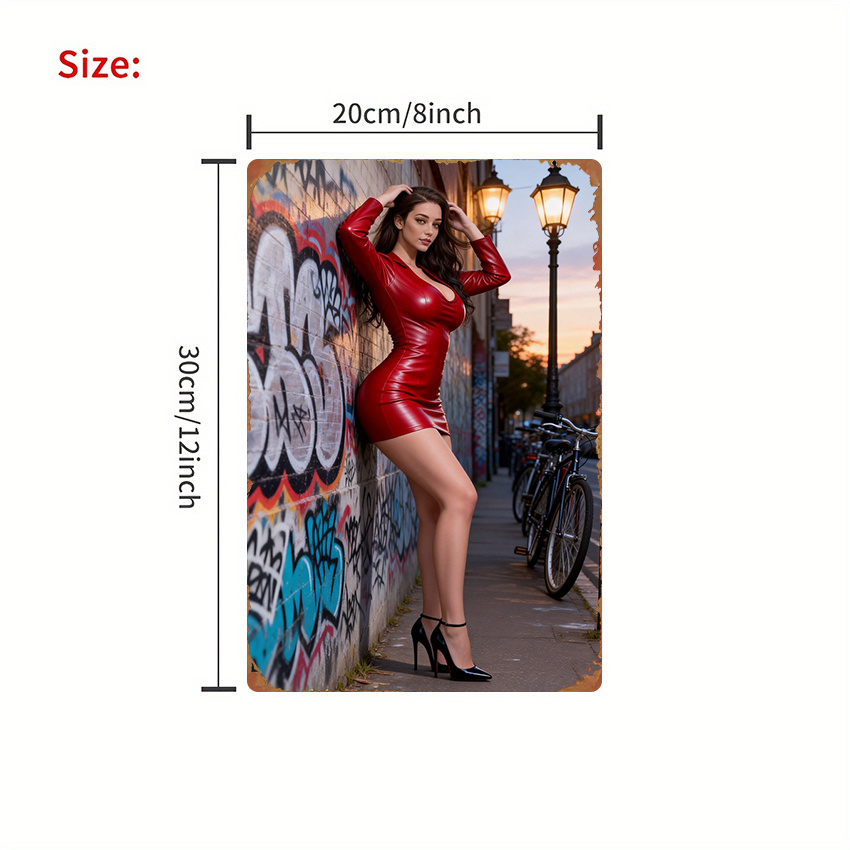 2Dフラットメタルサイン - ファッションストリート レッド - Street Fashion Graffiti のレビューと価格