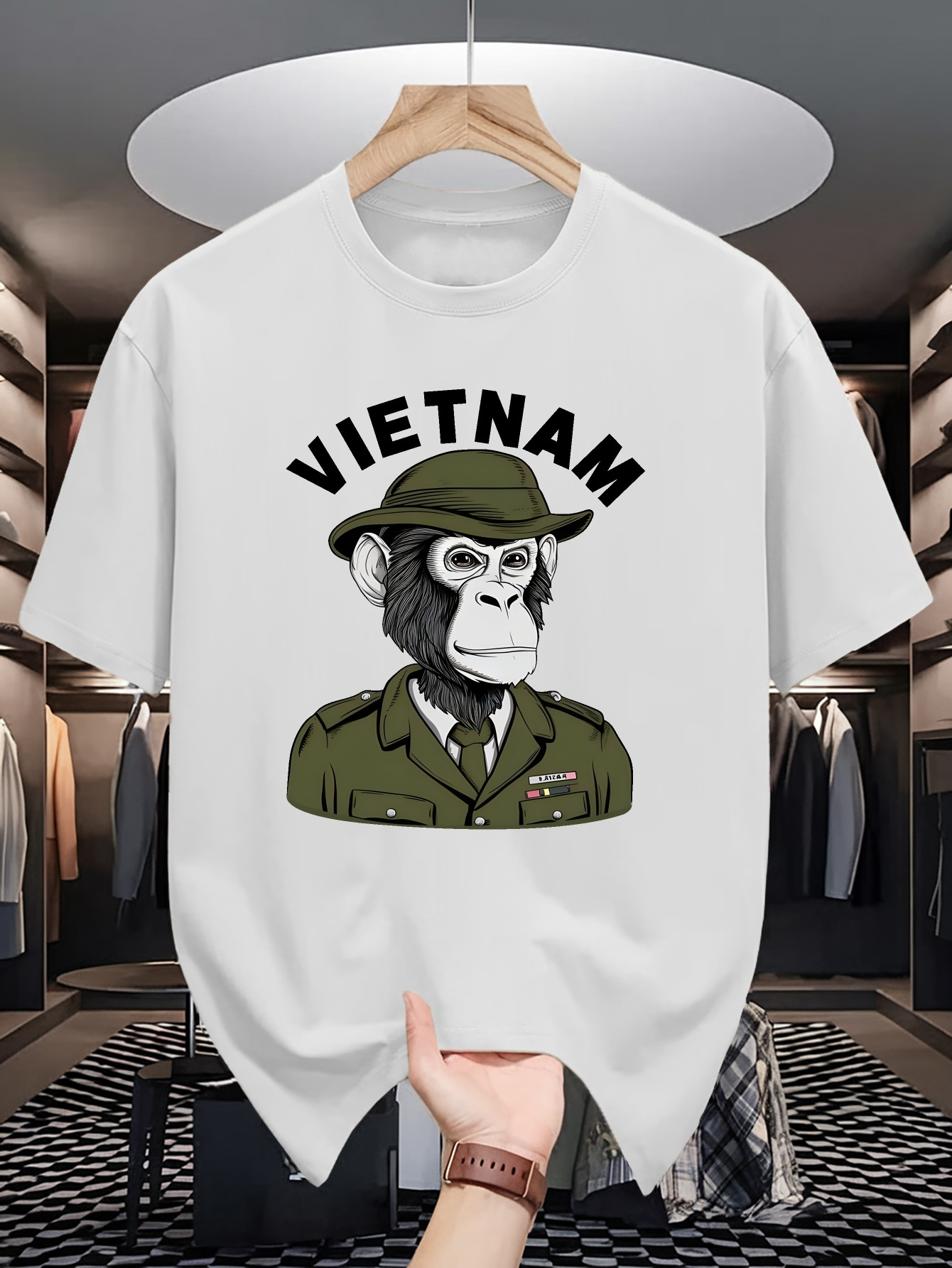 男性綿 Tシャツベトナム軍シマリスキャラクターグラフィックプ - Street Fashion Vietnam のレビューと価格
