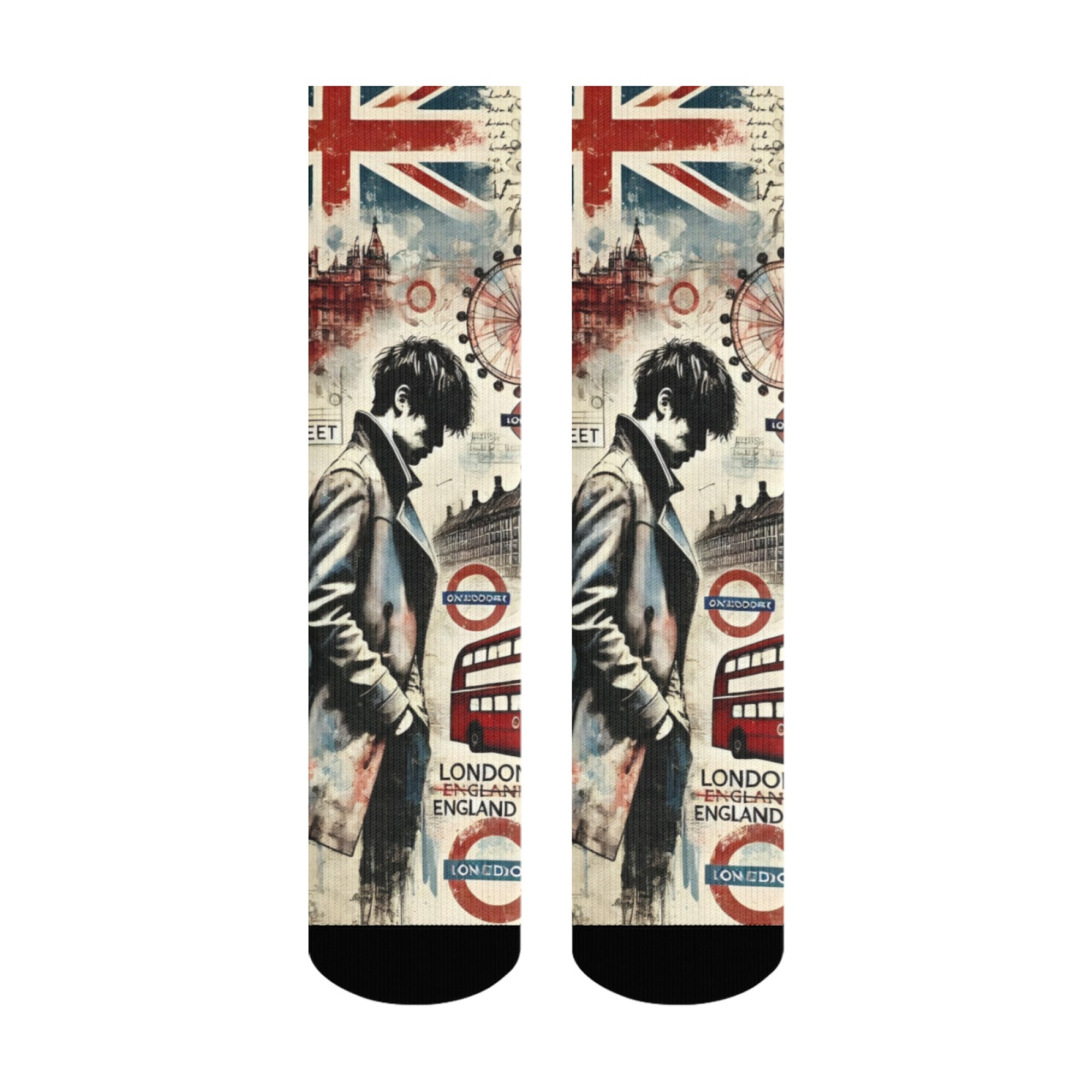 ロンドン憂鬱ボーイプリントメンズミッドカーフソックスソフト肌 - Street Fashion London のレビューと価格