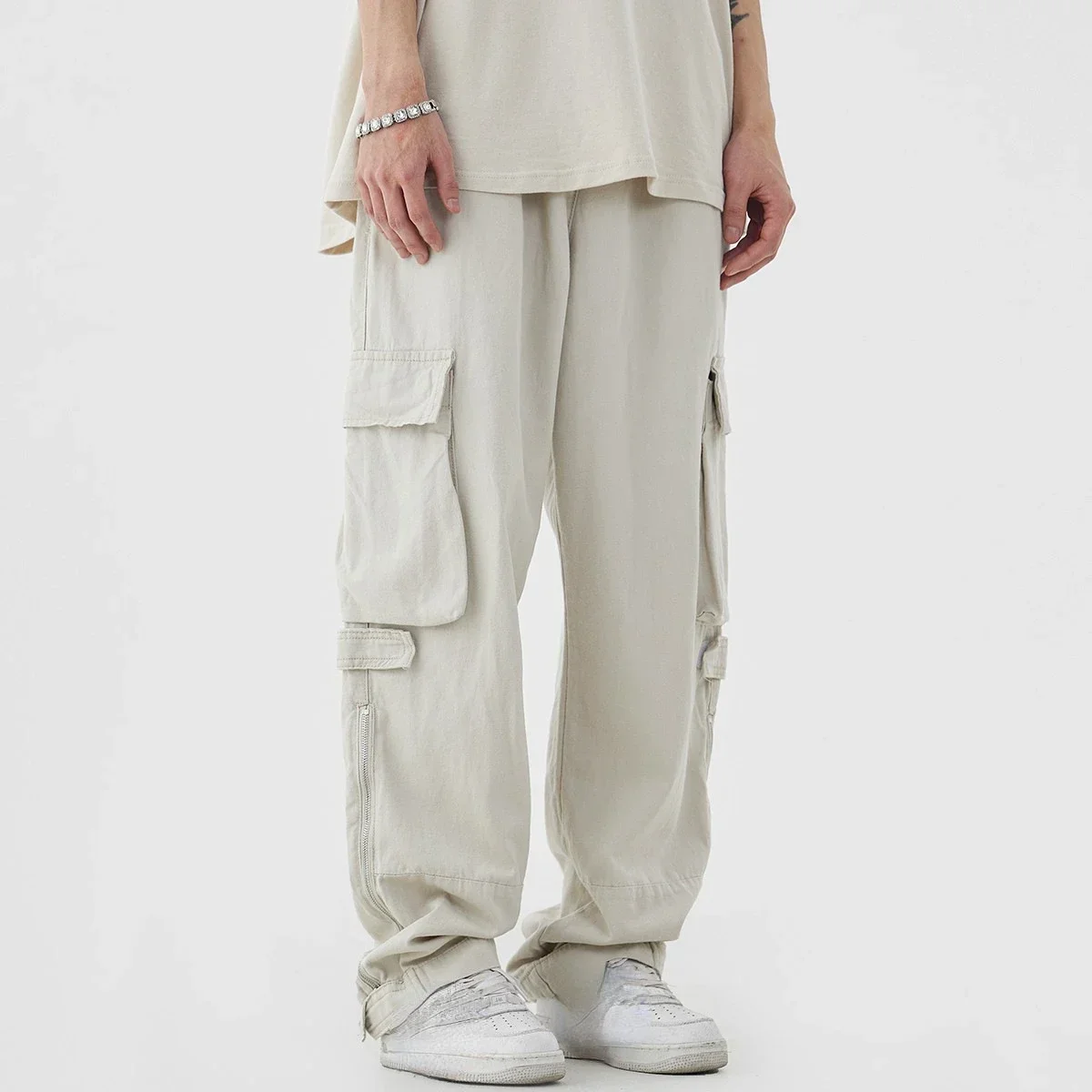 アメリカンレトロ マルチポケット おしゃれ ワークパンツ メ - Street Fashion Brand のレビューと価格