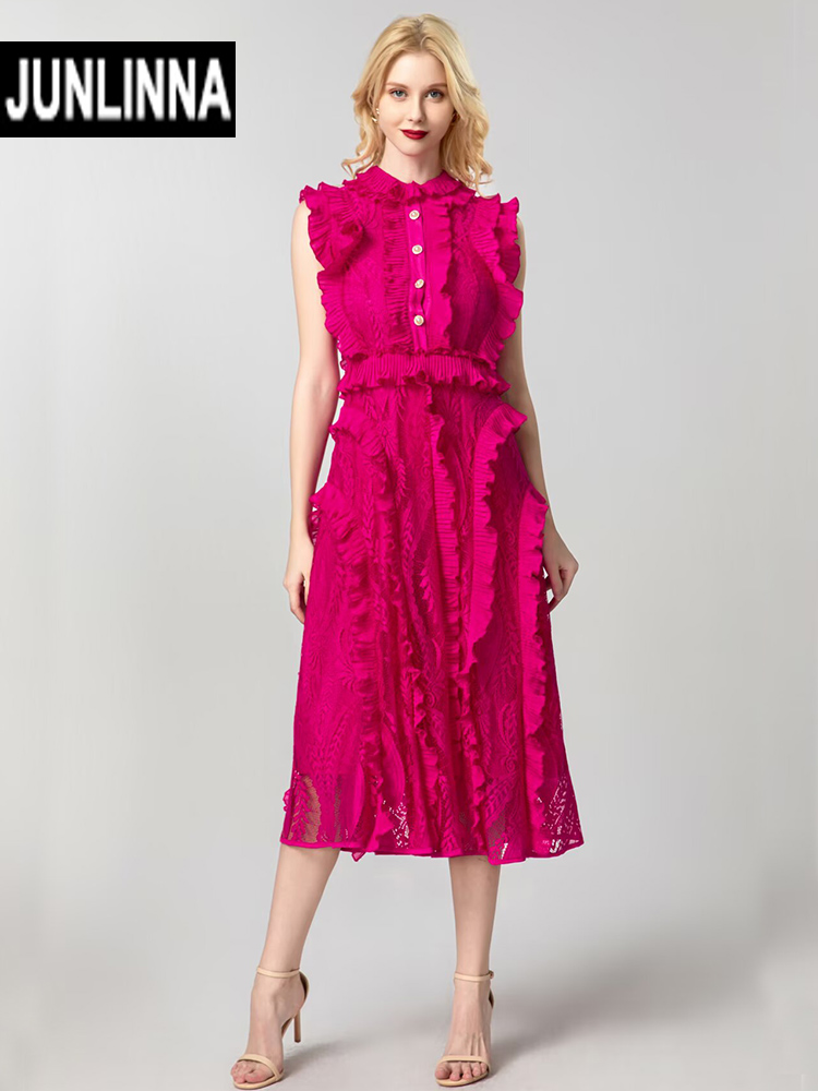 JUNLINNA ファッションエレガントな滑走路ドレス夏の女 - Street Fashion Runway のレビューと価格