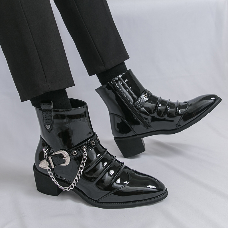 ファッションサイドジッパーハイトップメンズカジュアルブーツブ - Street Fashion Brand のレビューと価格
