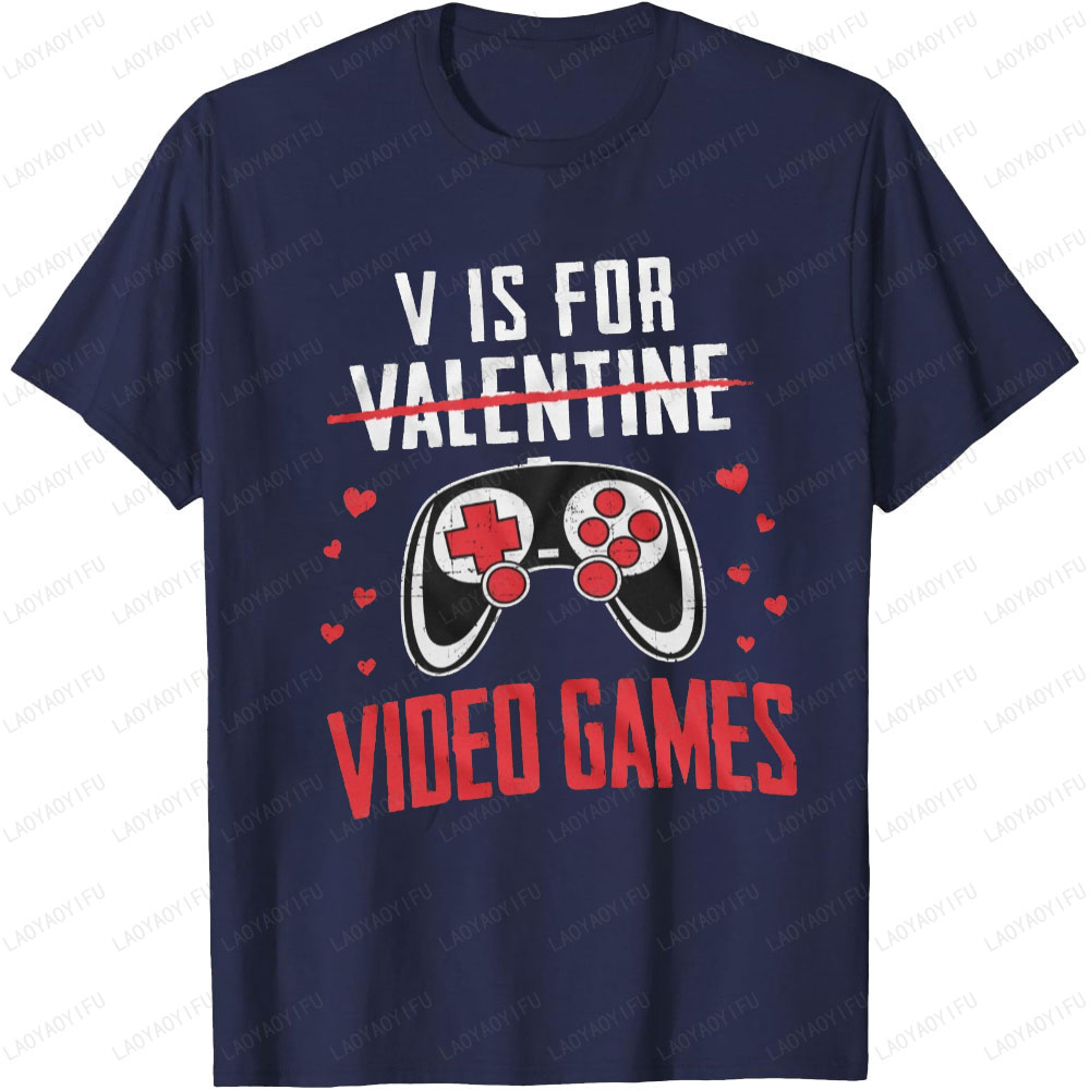 面白いバレンタインデープリント Tシャツ男性服ビデオゲームカ - Street Fashion Videos のレビューと価格