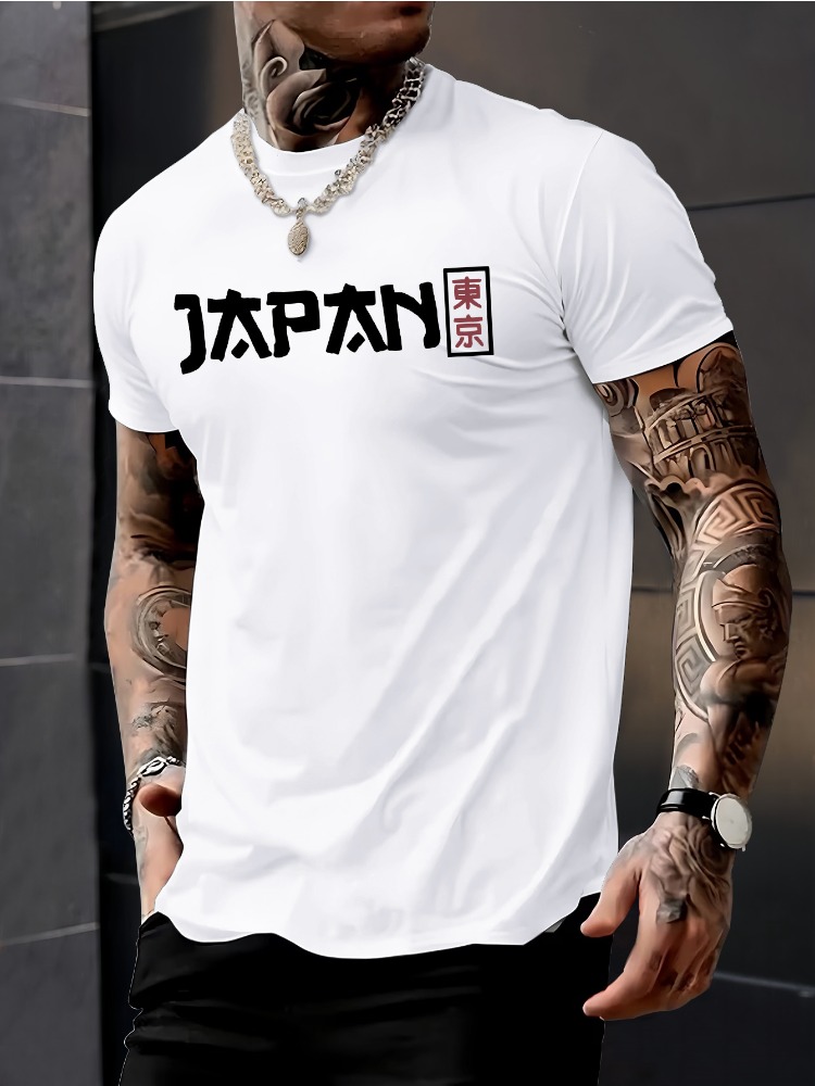 男性用半袖クルーネックTシャツ 日本 東京 漢字プリント 薄 - Street Fashion For Short Guys のレビューと価格