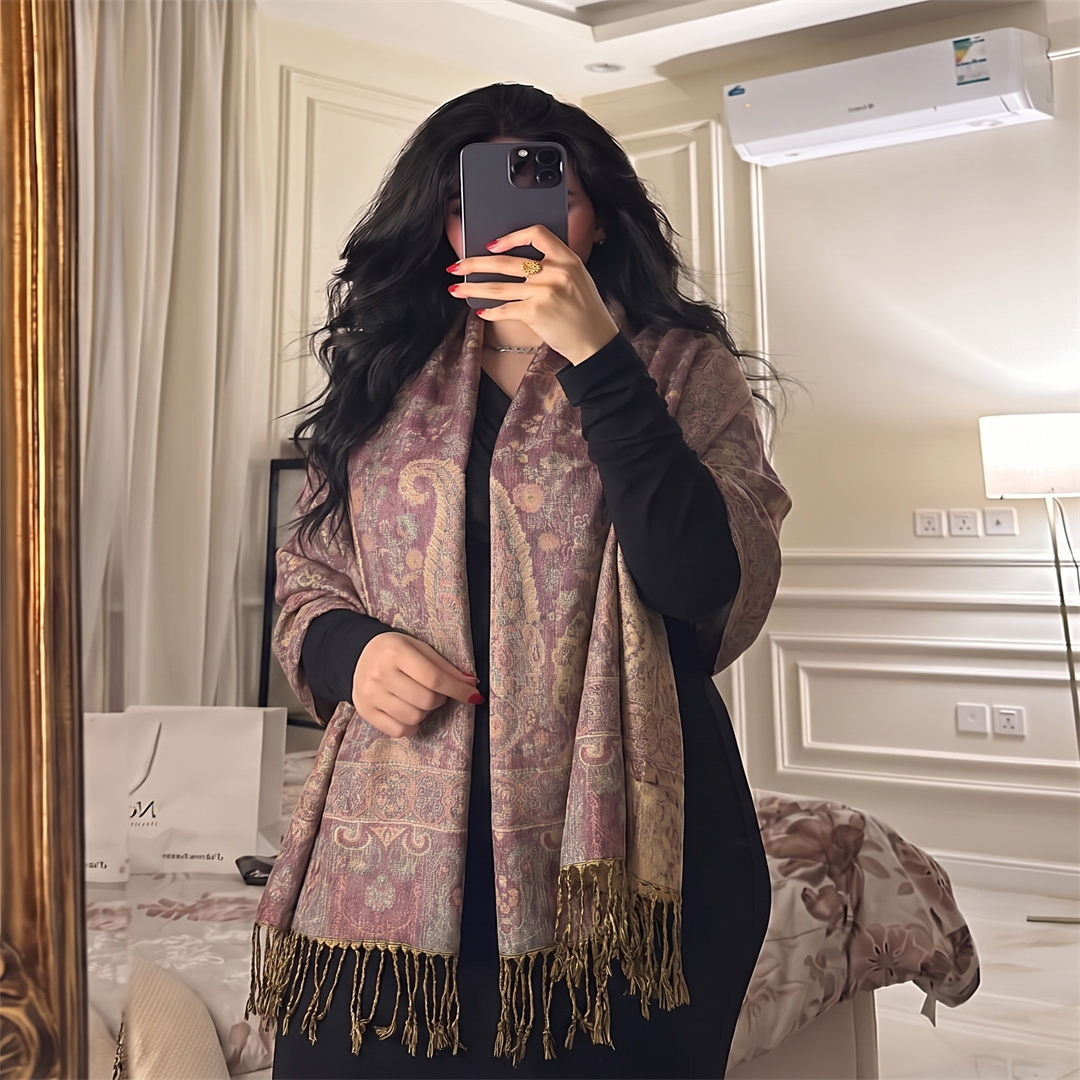 ファッションペイズリージャカードタッセルショール女性用花柄プ - Street Fashion Hijab のレビューと価格