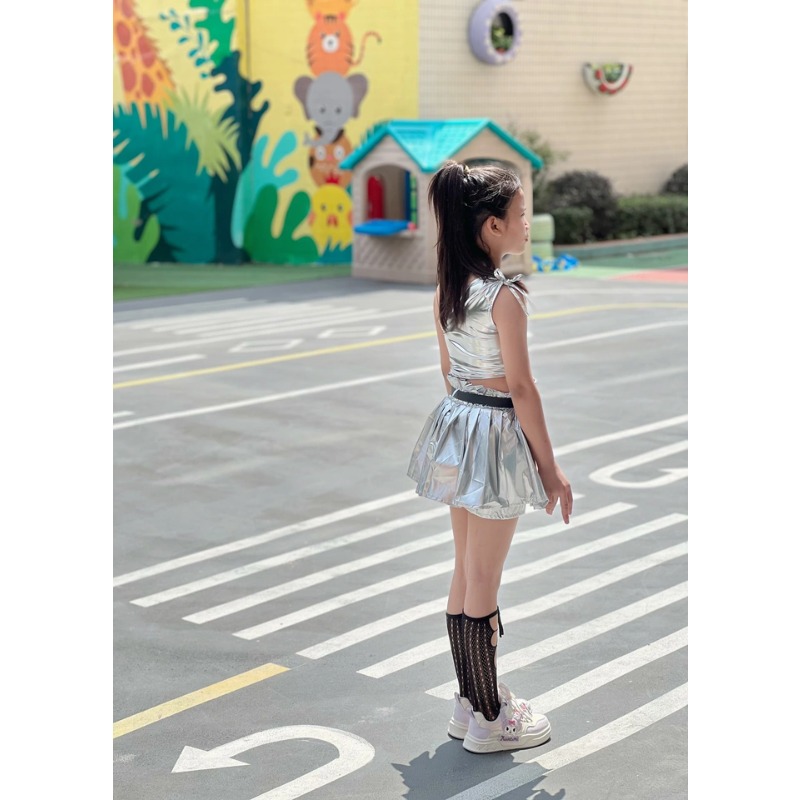 ジャズ Kpop ダンス衣装女の子シルバークロップトッププリ - Street Fashion Runway のレビューと価格